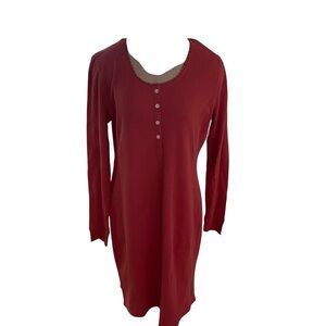 NWT Ralph Lauren Red Long Sleeve Dress Cotton Women Size L